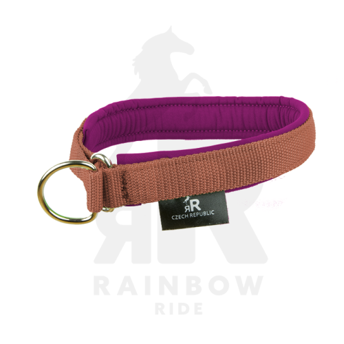 Obojek polostahovací - Barva popruhu polostah.: hnědá, Barva podšití polostah.: fialová